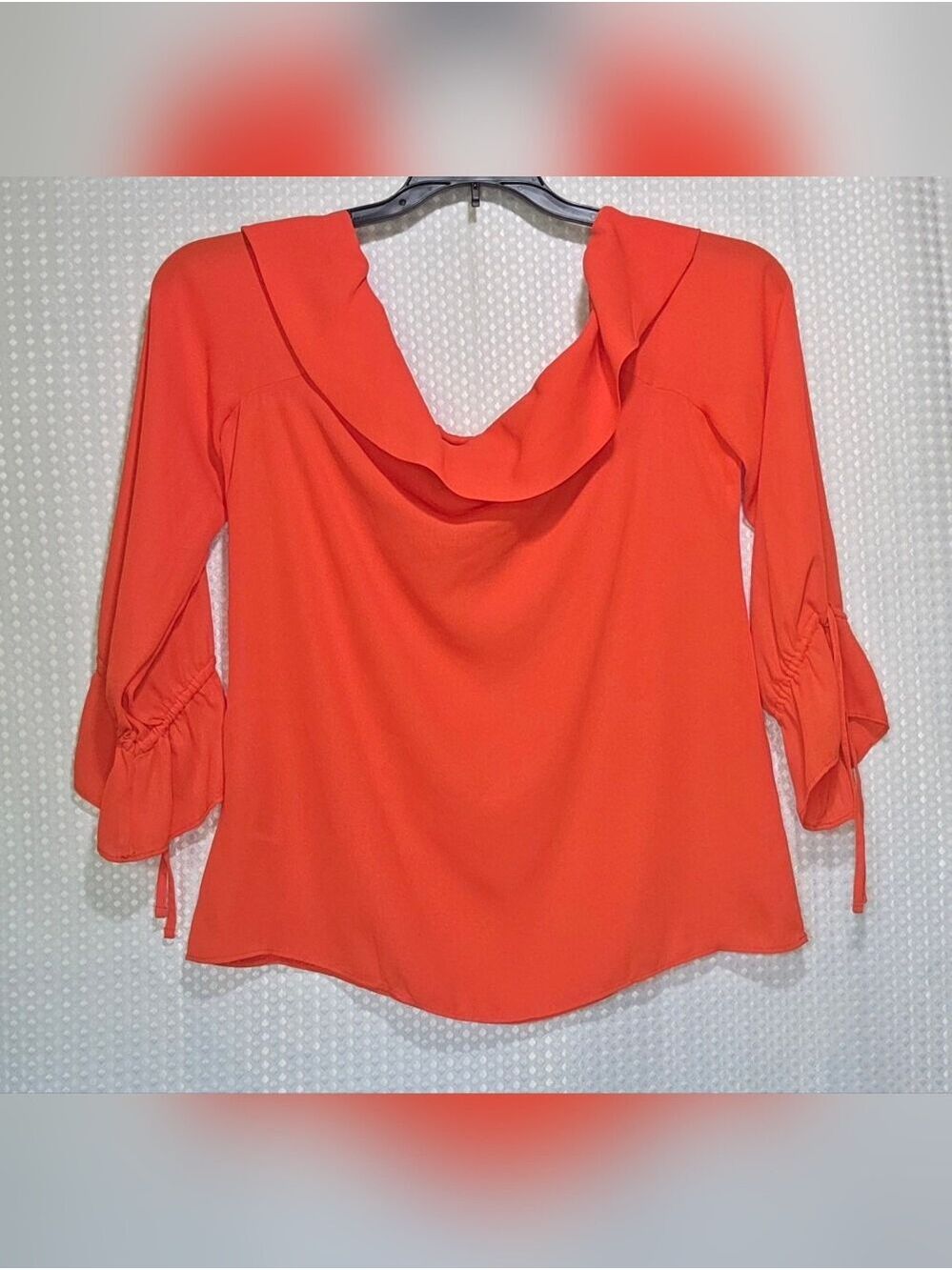 Banana Republic Coral Off Shoulder Blouse Bell Sleeve Top XS - Picture 9 of 10